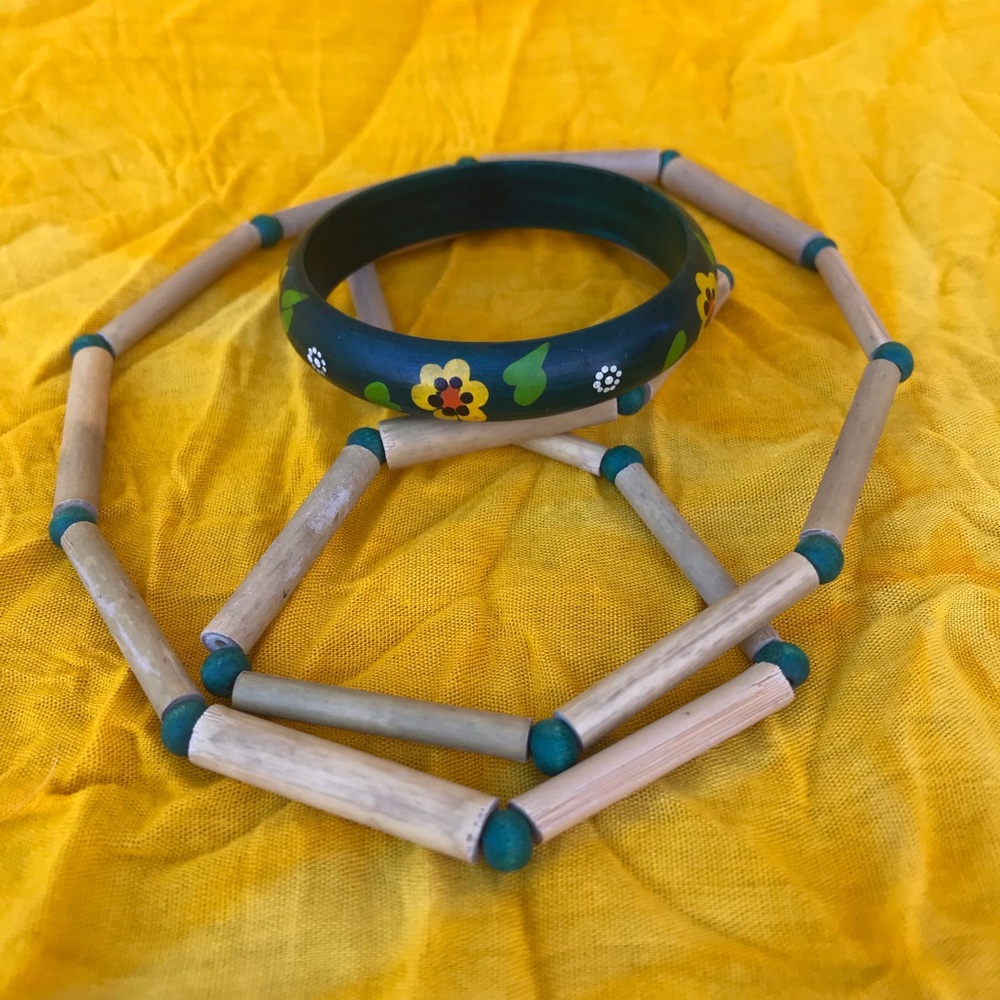 Wood And Reed Jewelry Set